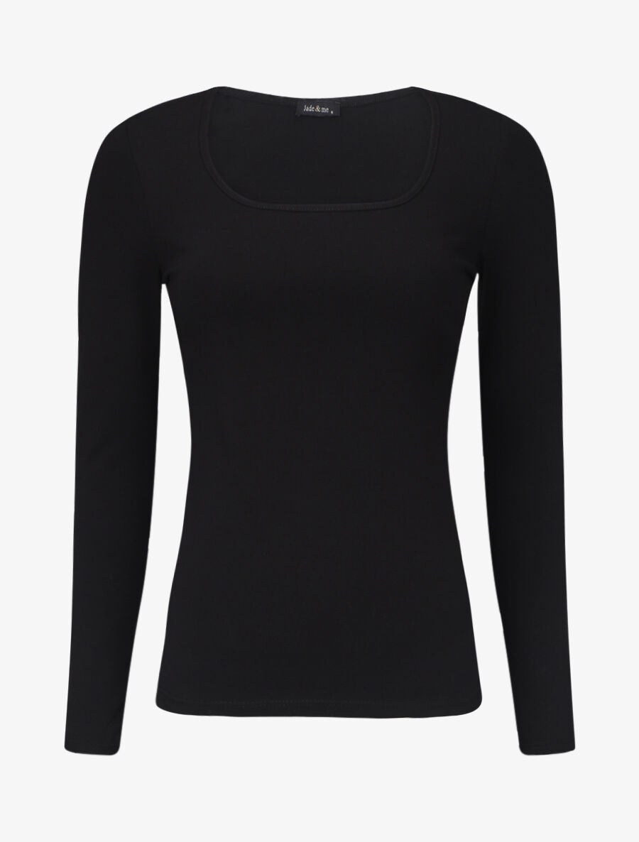 Top uni coupe droite - Noir - 1