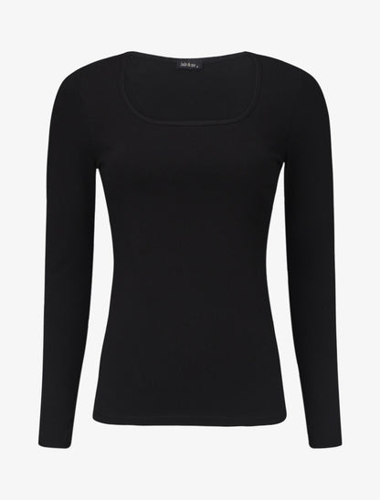 Top uni coupe droite - Noir - 1