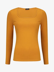 Top uni coupe droite - Jaune moutarde - 1