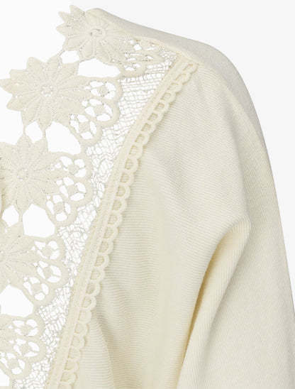 Robe pull mi-longue à broderies au dos - Beige - 3