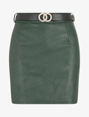 Jupe courte en simili - Vert sapin - 1