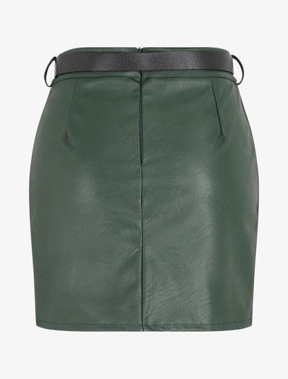 Jupe courte en simili - Vert sapin - 2