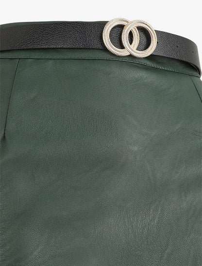 Jupe courte en simili - Vert sapin - 3