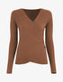 Pull uni côtelé croisé - Marron - 1