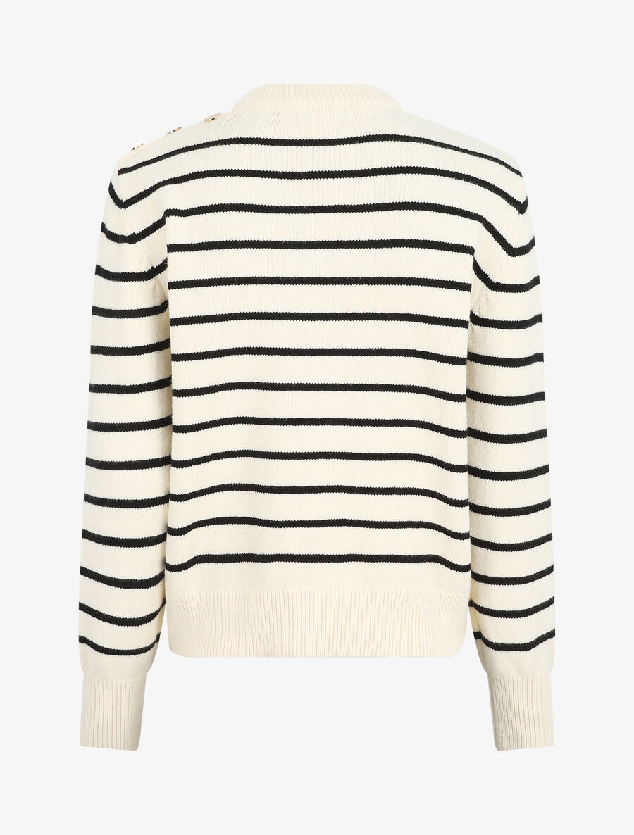 Pull marinière à boutons - Écru - 2