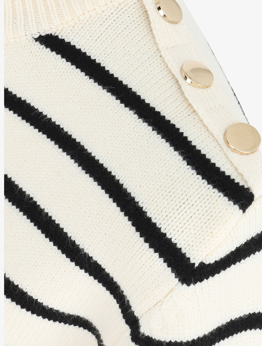 Pull marinière à boutons - Écru - 3