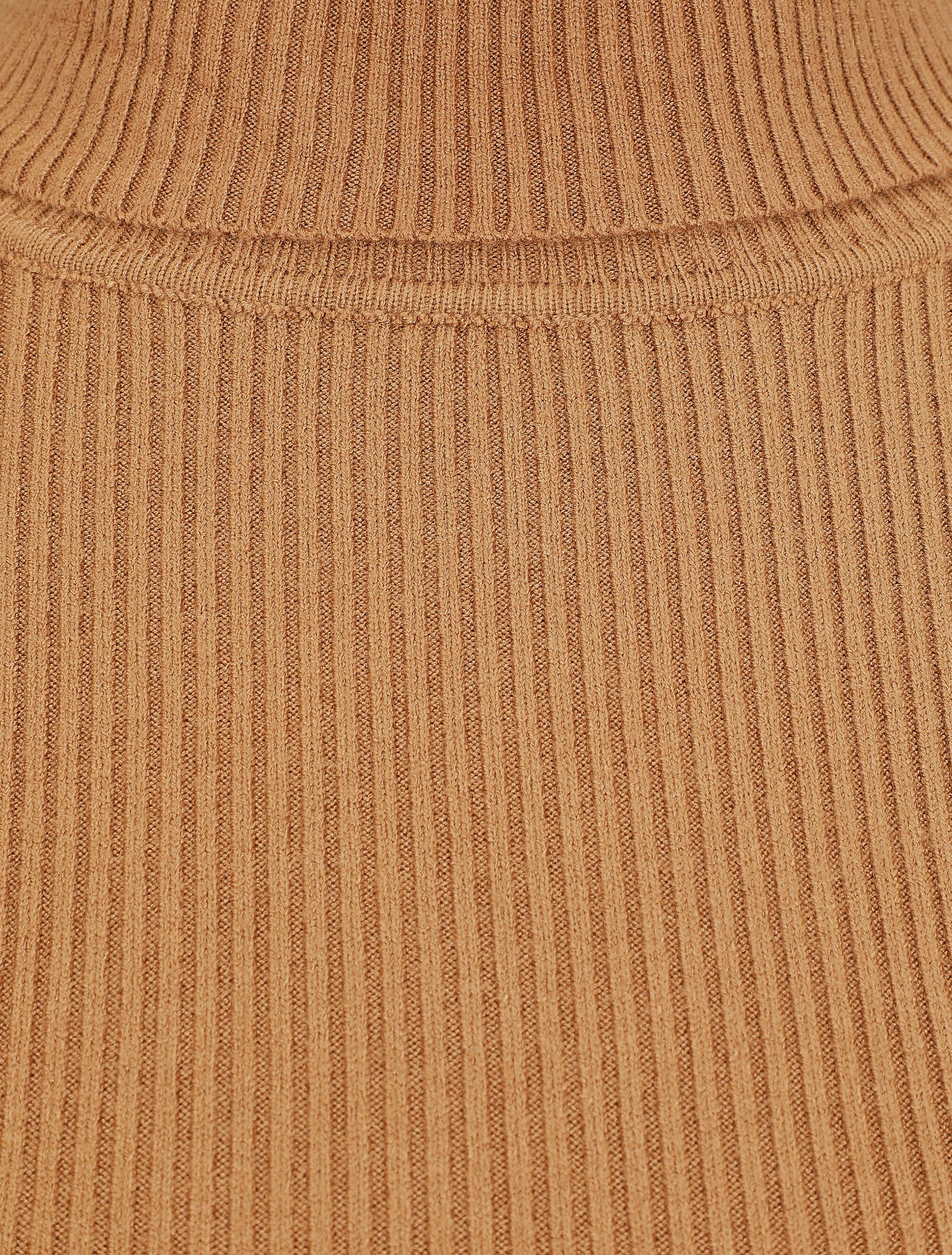 Robe pull uni à col roulé - Camel - 3