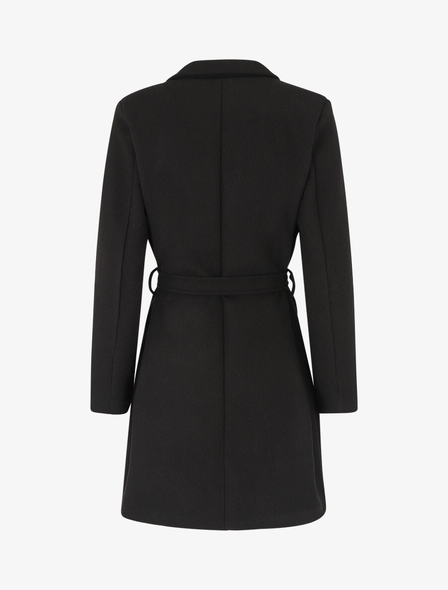 Manteau long croisé ceinturé - Noir - 2