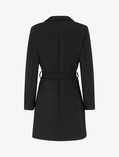 Manteau long croisé ceinturé - Noir - 2