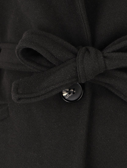 Manteau long croisé ceinturé - Noir - 3