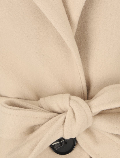 Manteau long croisé ceinturé - Beige - 3