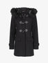Duffle coat à capuche à fourrure - Noir - 1