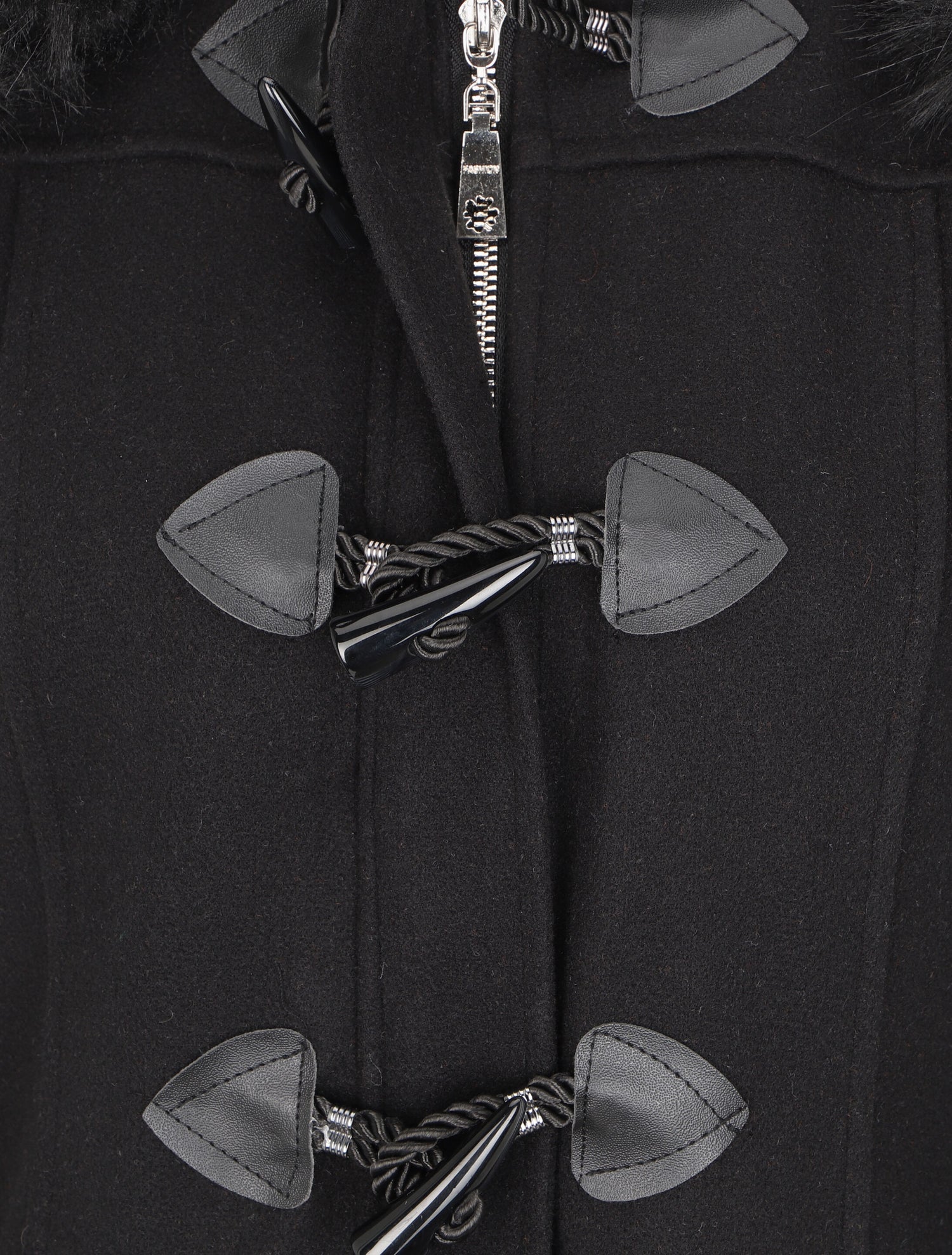 Duffle coat à capuche à fourrure - Noir - 3