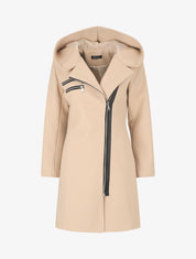 Manteau long zippé à capuche - Beige - 1