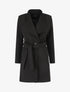 Manteau long ceinturé à col droit - Noir - 4