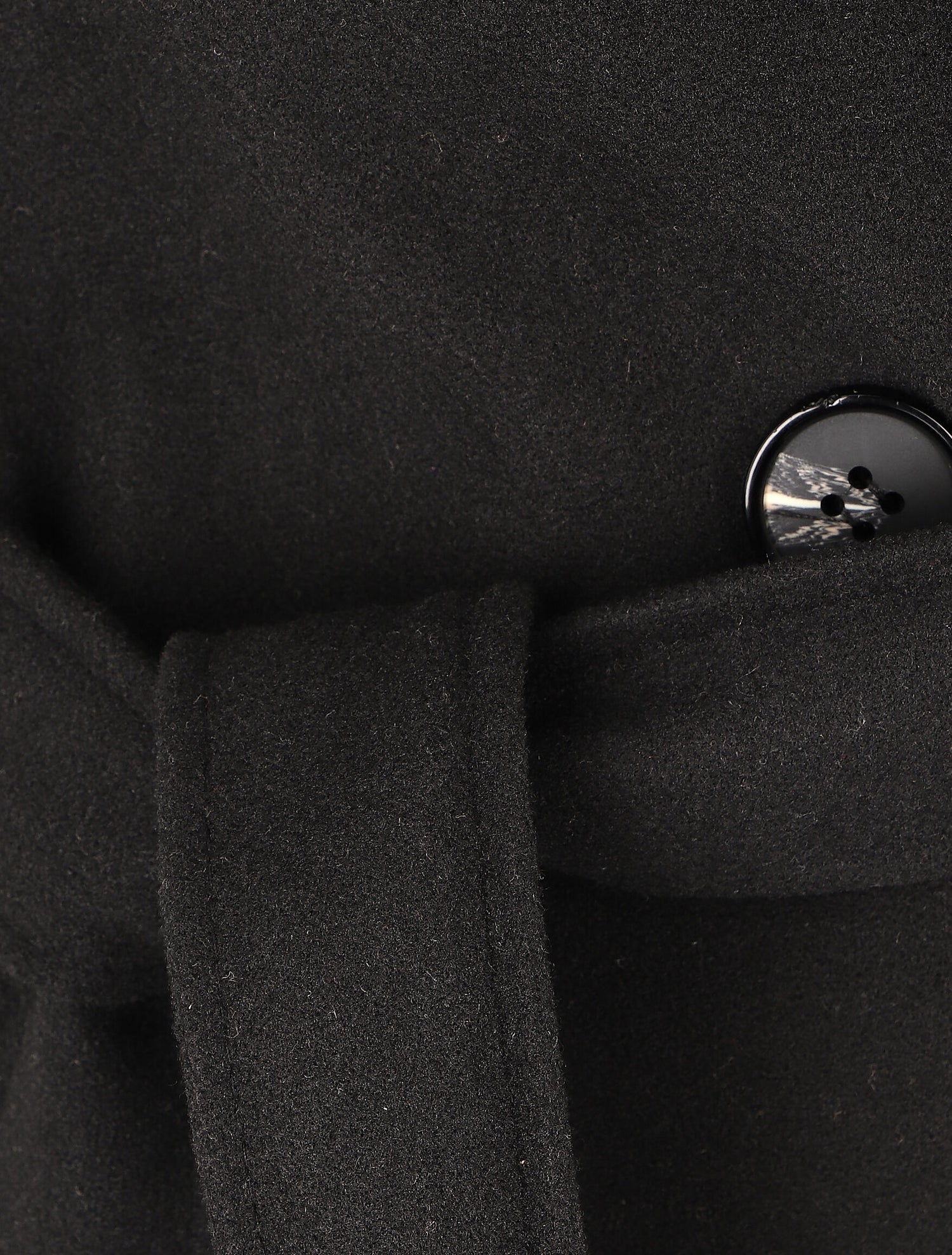 Manteau long ceinturé à col droit - Noir - 3