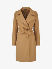Manteau long ceinturé à col cranté - Camel - 1