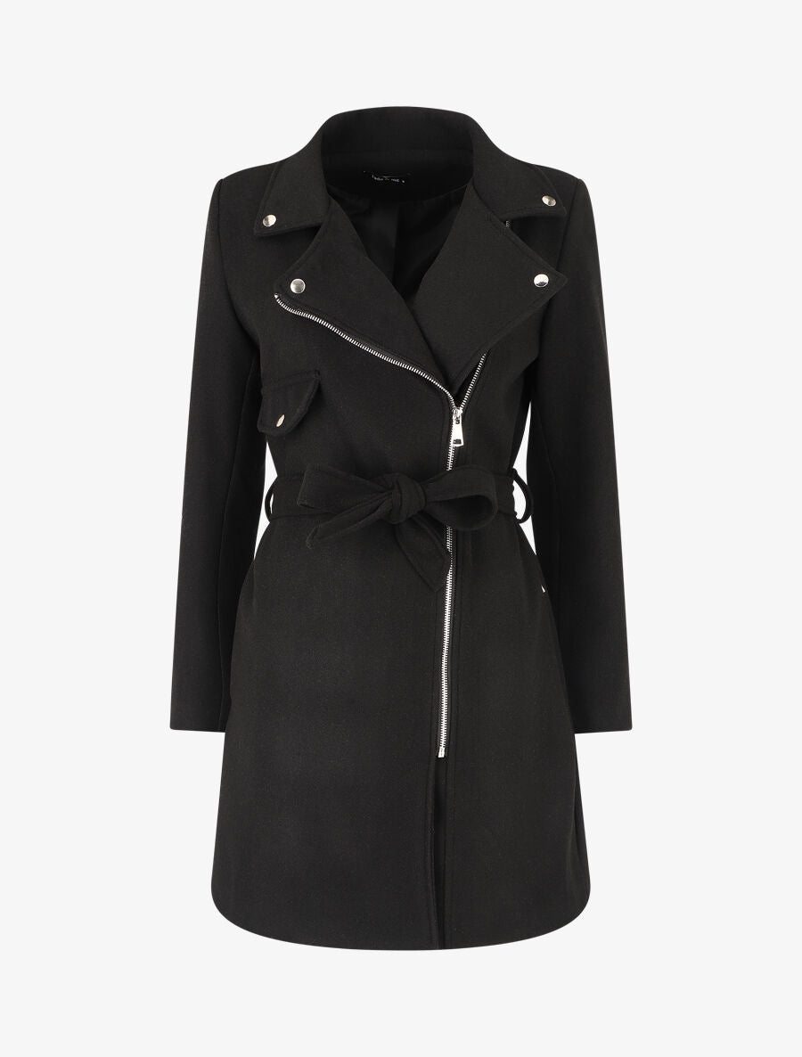 Manteau long uni style perfecto - Noir - 1