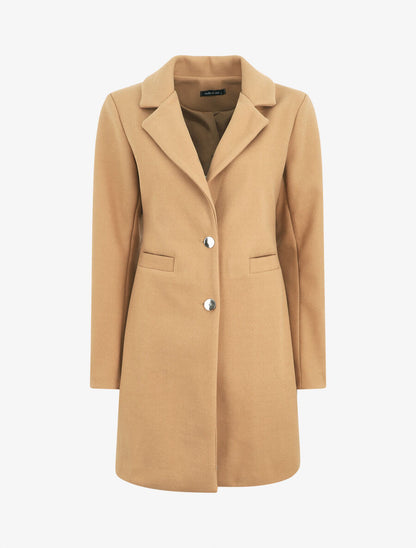 Manteau mi-long à boutons dorés - Camel - 4