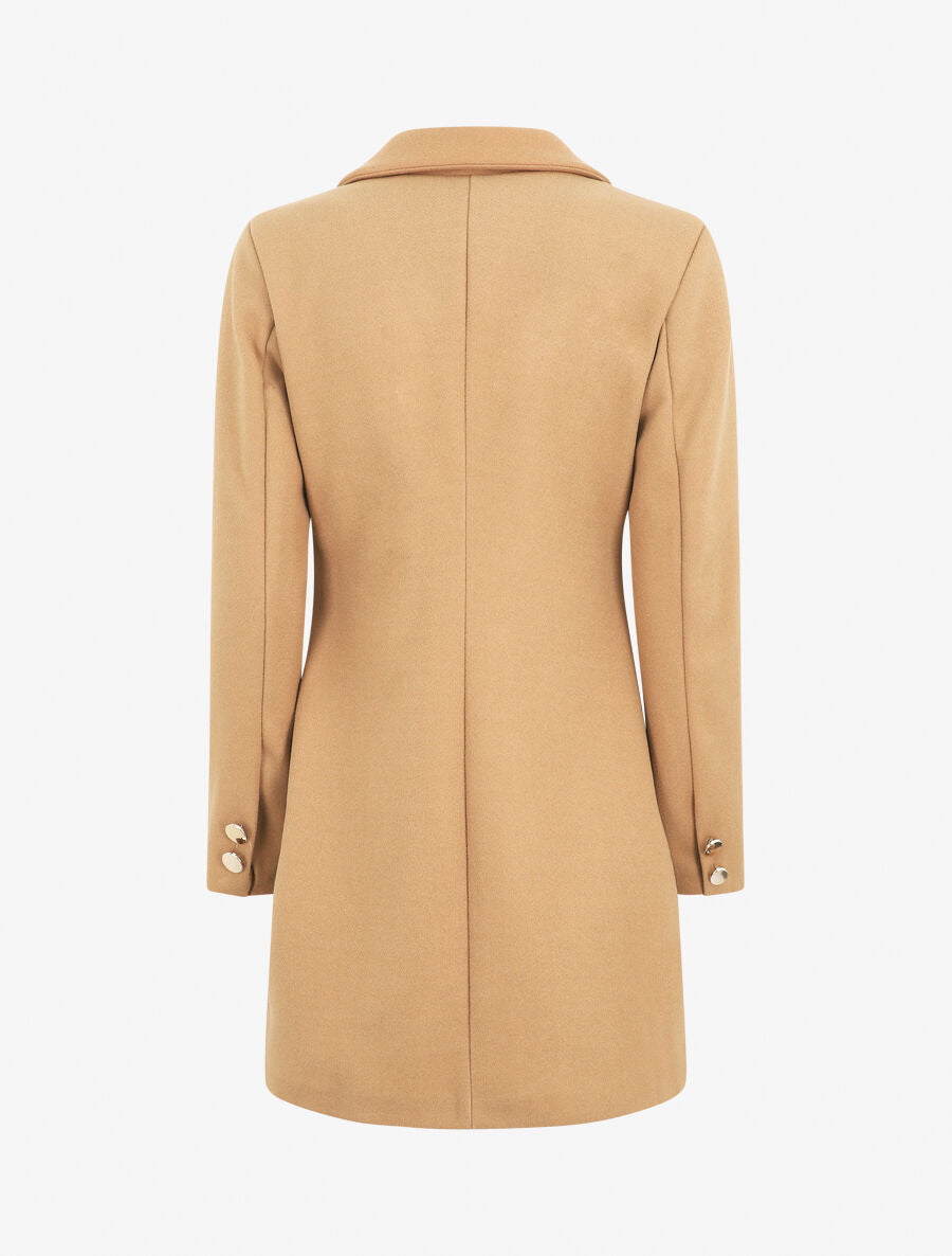 Manteau mi-long à boutons dorés - Camel - 2