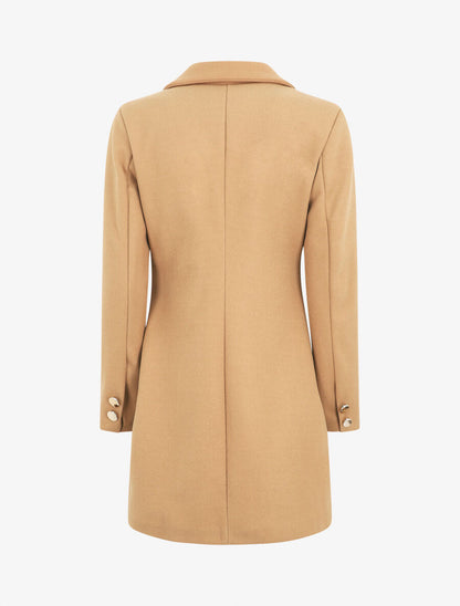 Manteau mi-long à boutons dorés - Camel - 2