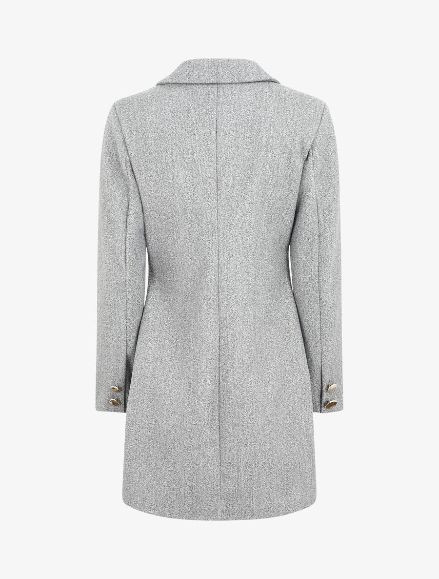 Manteau mi-long à boutons dorés - Gris - 2