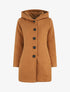 Manteau mi-long bouclé à capuche - Camel - 5