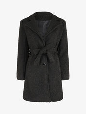 Manteau long effet peau de mouton - Noir - 4