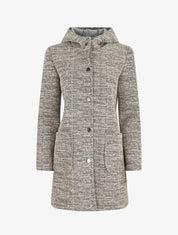 Manteau mi-long chiné à capuche - Beige - 1