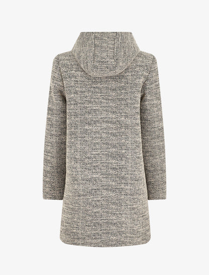 Manteau mi-long chiné à capuche - Beige - 2