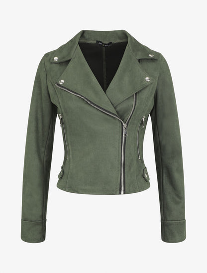 Veste style perfecto en suédine - Vert - 5