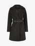 Manteau long ceinturé à col cranté - Noir - 4