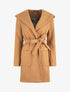 Manteau long à capuche et col châle - Camel - 1