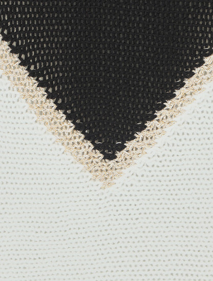 Pull bicolore à liseré doré zigzag - Noir - 3
