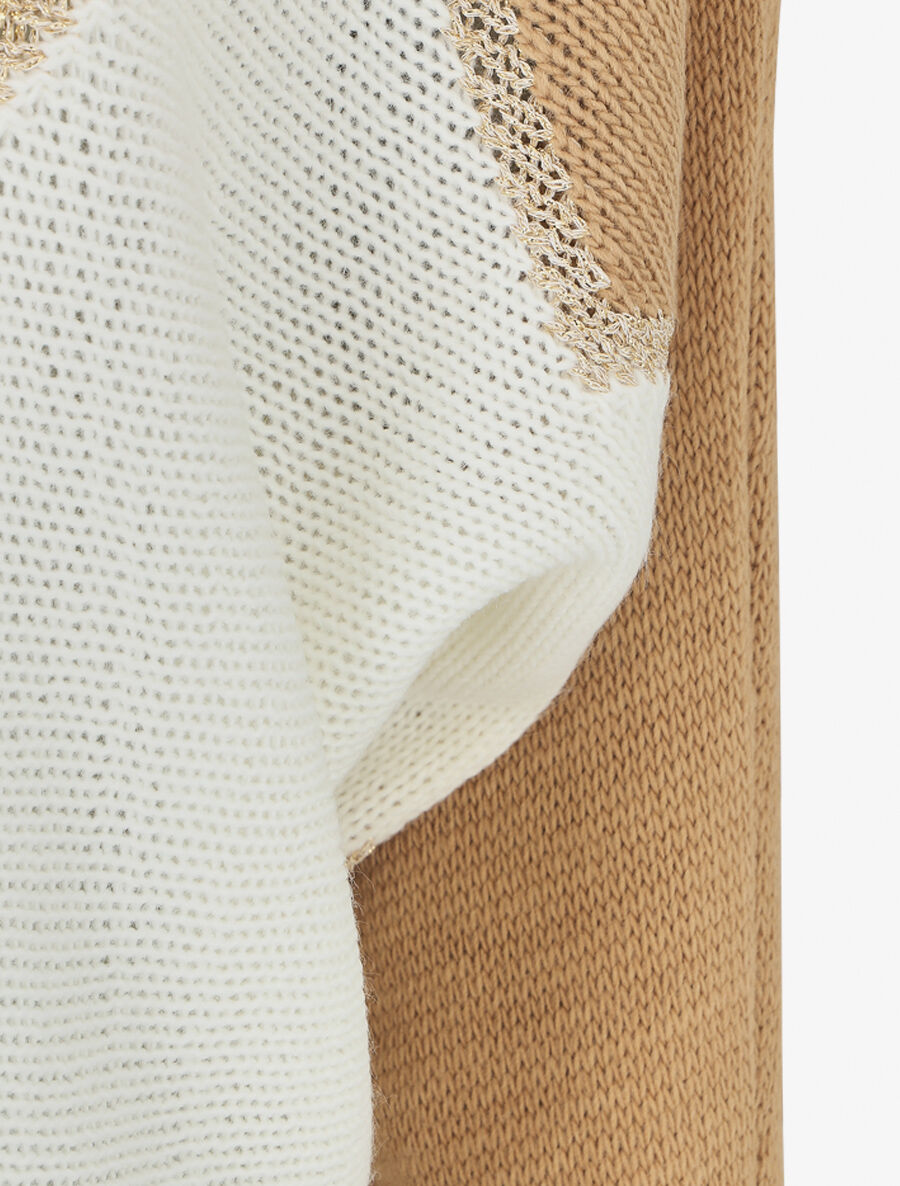 Pull bicolore à liseré doré zigzag - Beige - 3