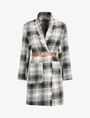Manteau léger effet tweed motif carreaux - Noir/blanc - 5