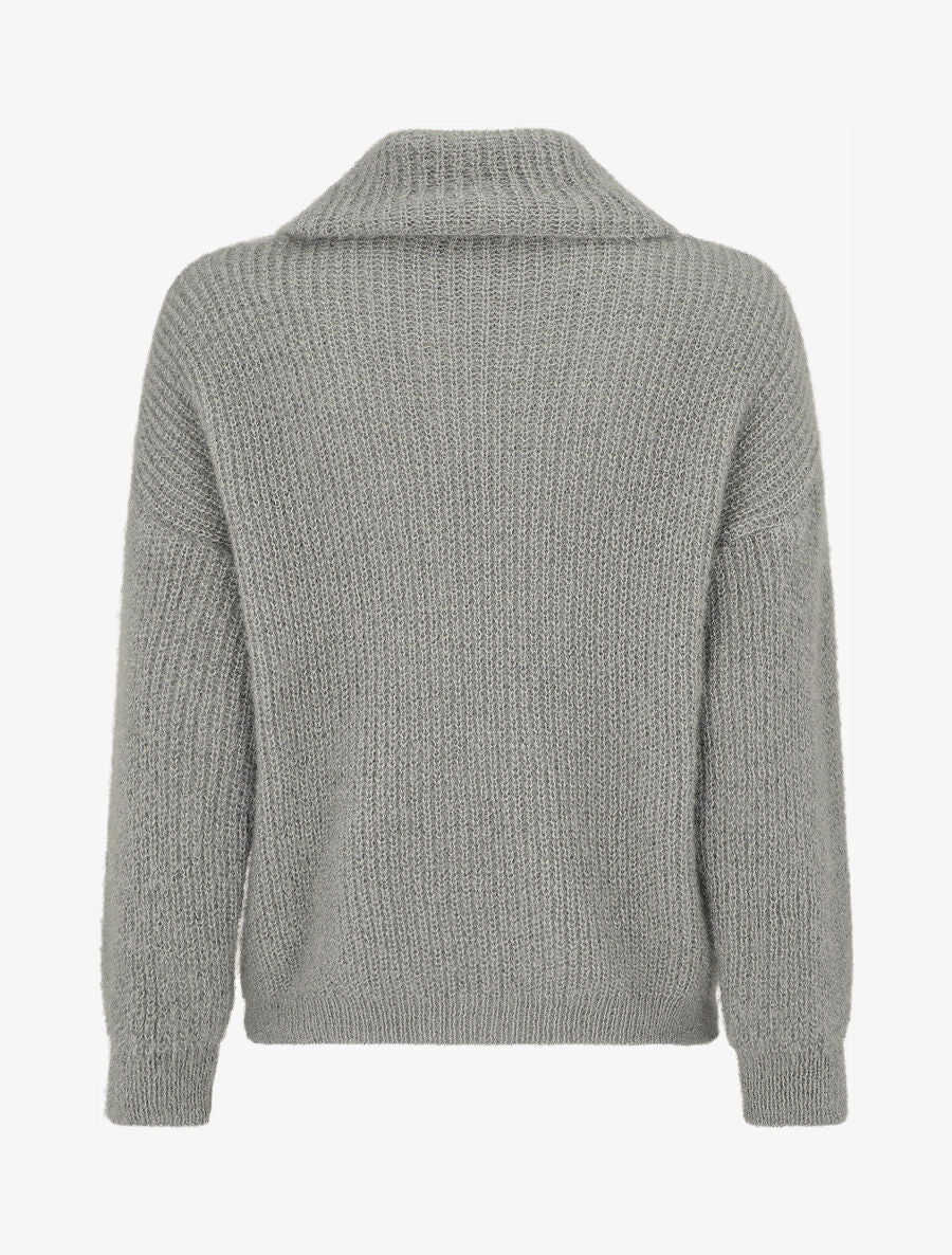 Pull duveteux à col roulé - Gris - 2