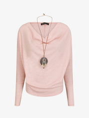 Pull fin ample col bénitier - Rose - 5