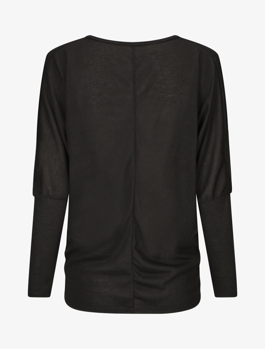 Pull ample à imprimé plumes irisées - Noir - 2