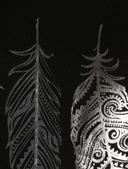 Pull ample à imprimé plumes irisées - Noir - 3