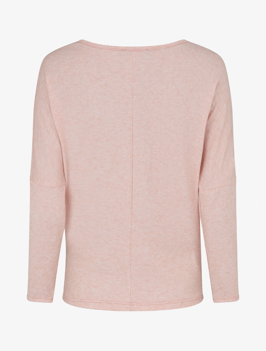 Pull ample à imprimé plumes irisées - Rose - 2