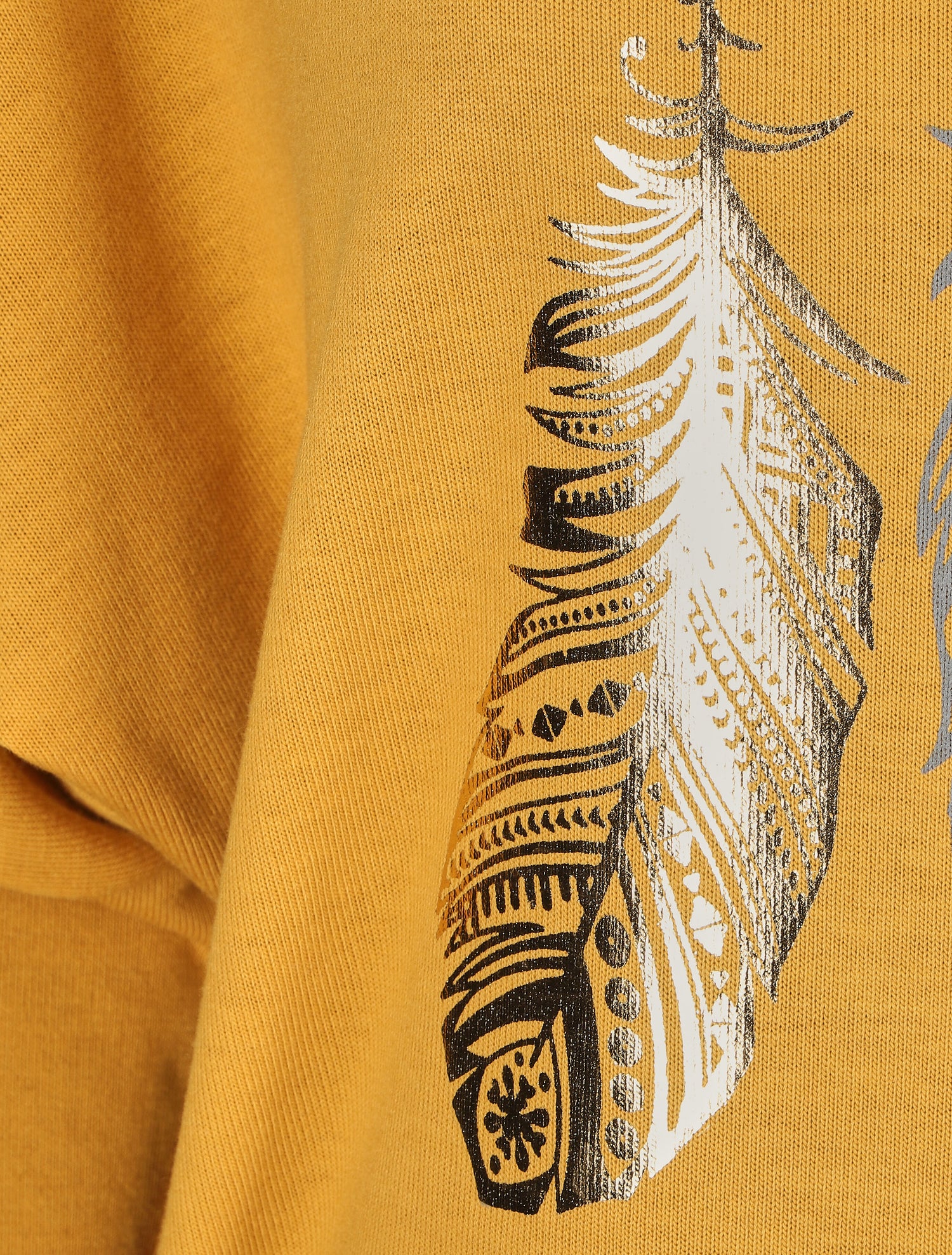 Pull ample à imprimé plumes irisées - Jaune moutarde - 3