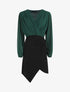Robe drapée style portefeuille - Vert sapin/noir - 5