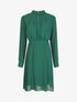 Robe longue à jupe et manches plissées - Vert sapin - 1