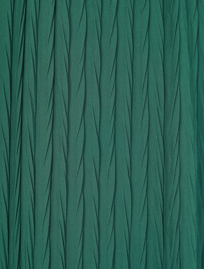Robe longue à jupe et manches plissées - Vert sapin - 3