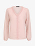 Blouse en voile unie à col brodé - Rose - 1