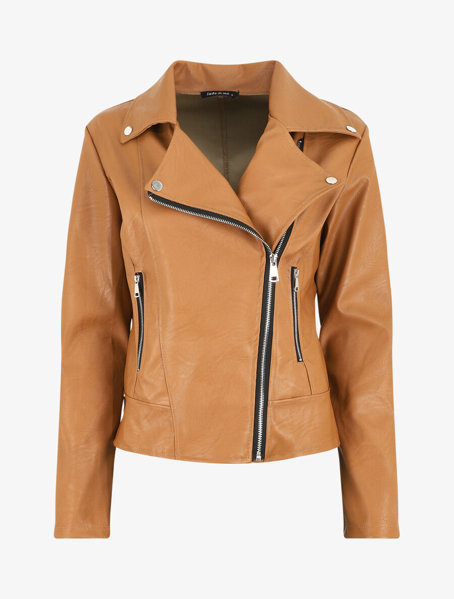 Perfecto droit en simili coupe droite - Camel - 5