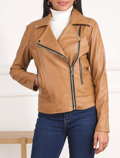 Perfecto droit en simili coupe droite - Camel - 4
