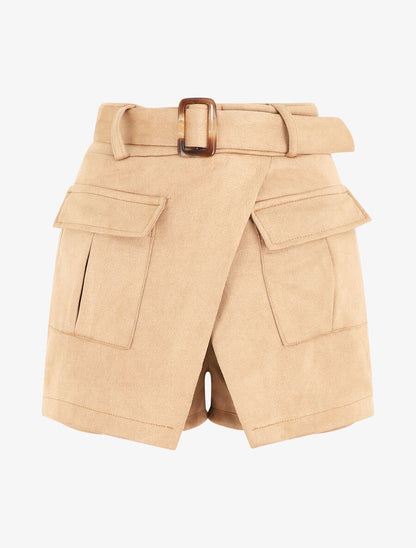 Jupe short en suédine - Camel clair - 1