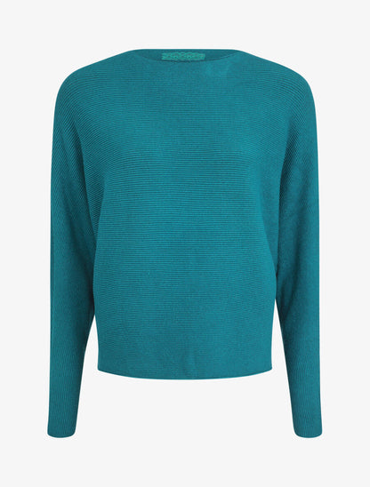 Pull loose à col rond - Bleu canard - 1